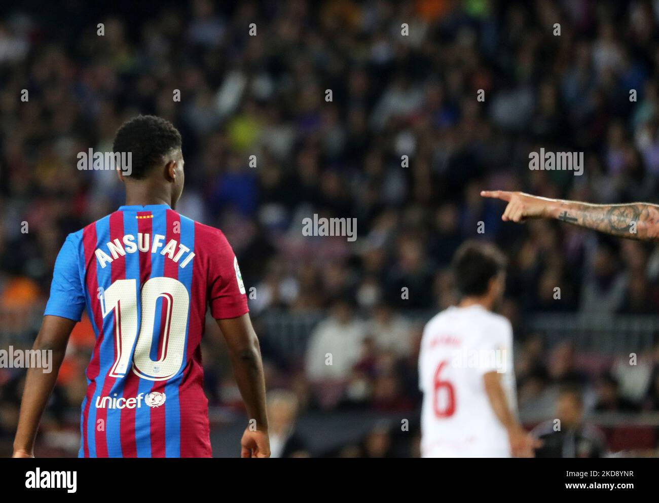 Ansu Fati lors du match entre le FC Barcelone et le RCD Mallorca, correspondant à la semaine 34 de la Liga Santander, joué au Camp Nou Stadium, à Barcelone, le 1st mai 2022. (Photo de Joan Valls/Urbanandsport /NurPhoto) Banque D'Images