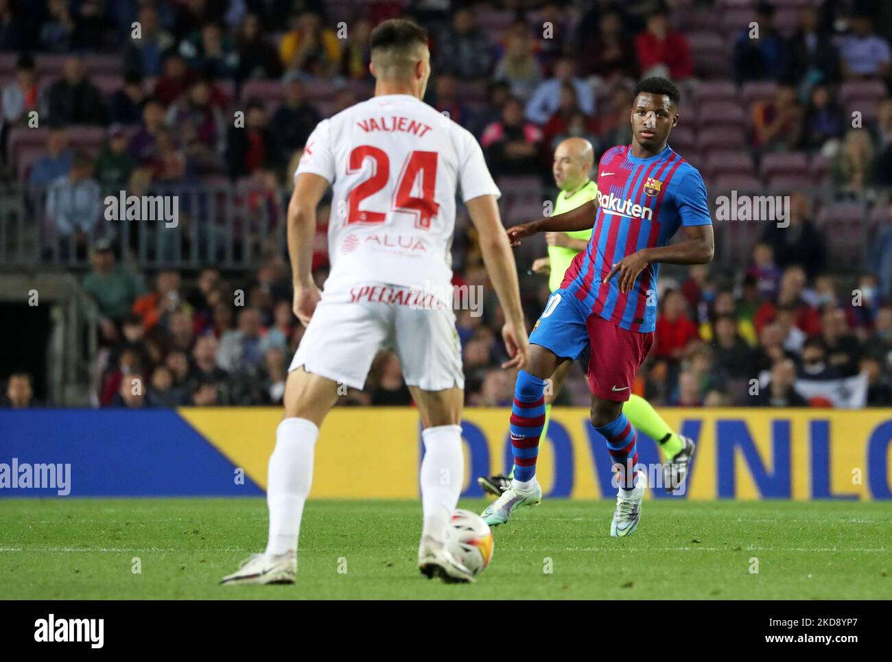 Ansu Fati lors du match entre le FC Barcelone et le RCD Mallorca, correspondant à la semaine 34 de la Liga Santander, joué au Camp Nou Stadium, à Barcelone, le 1st mai 2022. (Photo de Joan Valls/Urbanandsport /NurPhoto) Banque D'Images