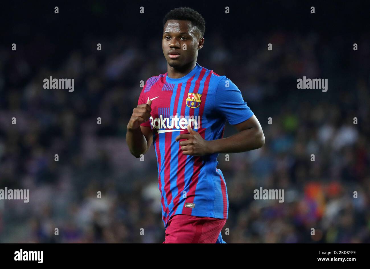 Ansu Fati lors du match entre le FC Barcelone et le RCD Mallorca, correspondant à la semaine 34 de la Liga Santander, joué au Camp Nou Stadium, à Barcelone, le 1st mai 2022. (Photo de Joan Valls/Urbanandsport /NurPhoto) Banque D'Images
