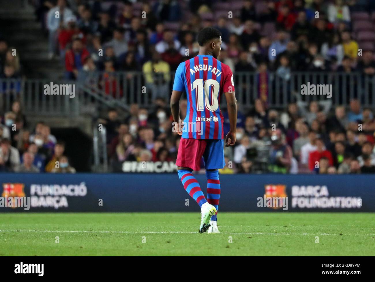 Ansu Fati lors du match entre le FC Barcelone et le RCD Mallorca, correspondant à la semaine 34 de la Liga Santander, joué au Camp Nou Stadium, à Barcelone, le 1st mai 2022. (Photo de Joan Valls/Urbanandsport /NurPhoto) Banque D'Images