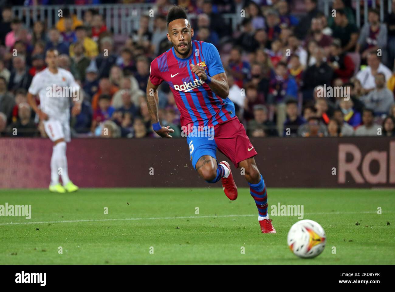 Pierre Emerick Aubameyang lors du match entre le FC Barcelone et le RCD Mallorca, correspondant à la semaine 34 de la Liga Santander, joué au Camp Nou Stadium, à Barcelone, le 1st mai 2022. (Photo de Joan Valls/Urbanandsport /NurPhoto) Banque D'Images