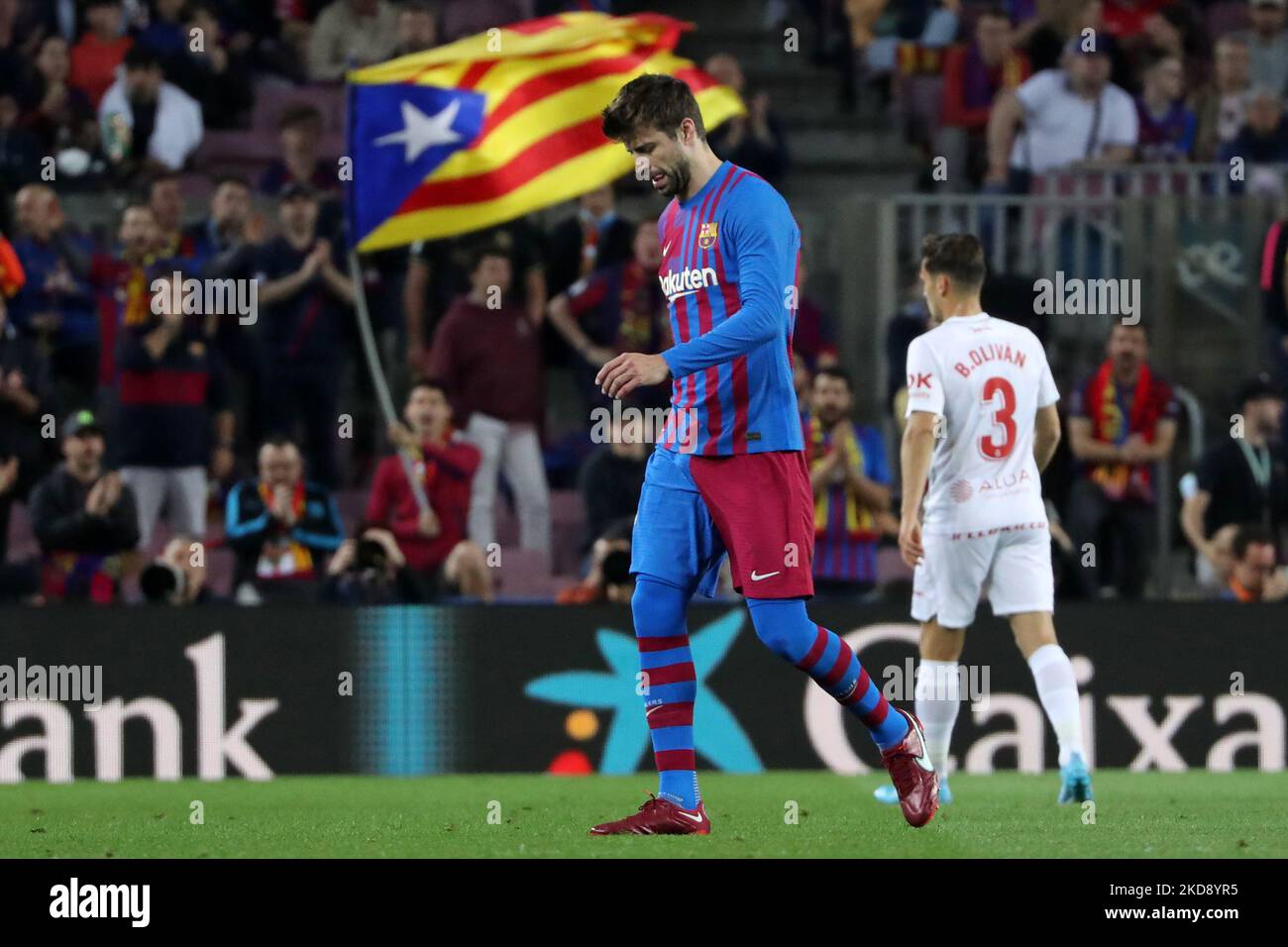 Gerard pique lors du match entre le FC Barcelone et le RCD Mallorca, correspondant à la semaine 34 de la Liga Santander, joué au stade Camp Nou, à Barcelone, le 1st mai 2022. (Photo de Joan Valls/Urbanandsport /NurPhoto) Banque D'Images