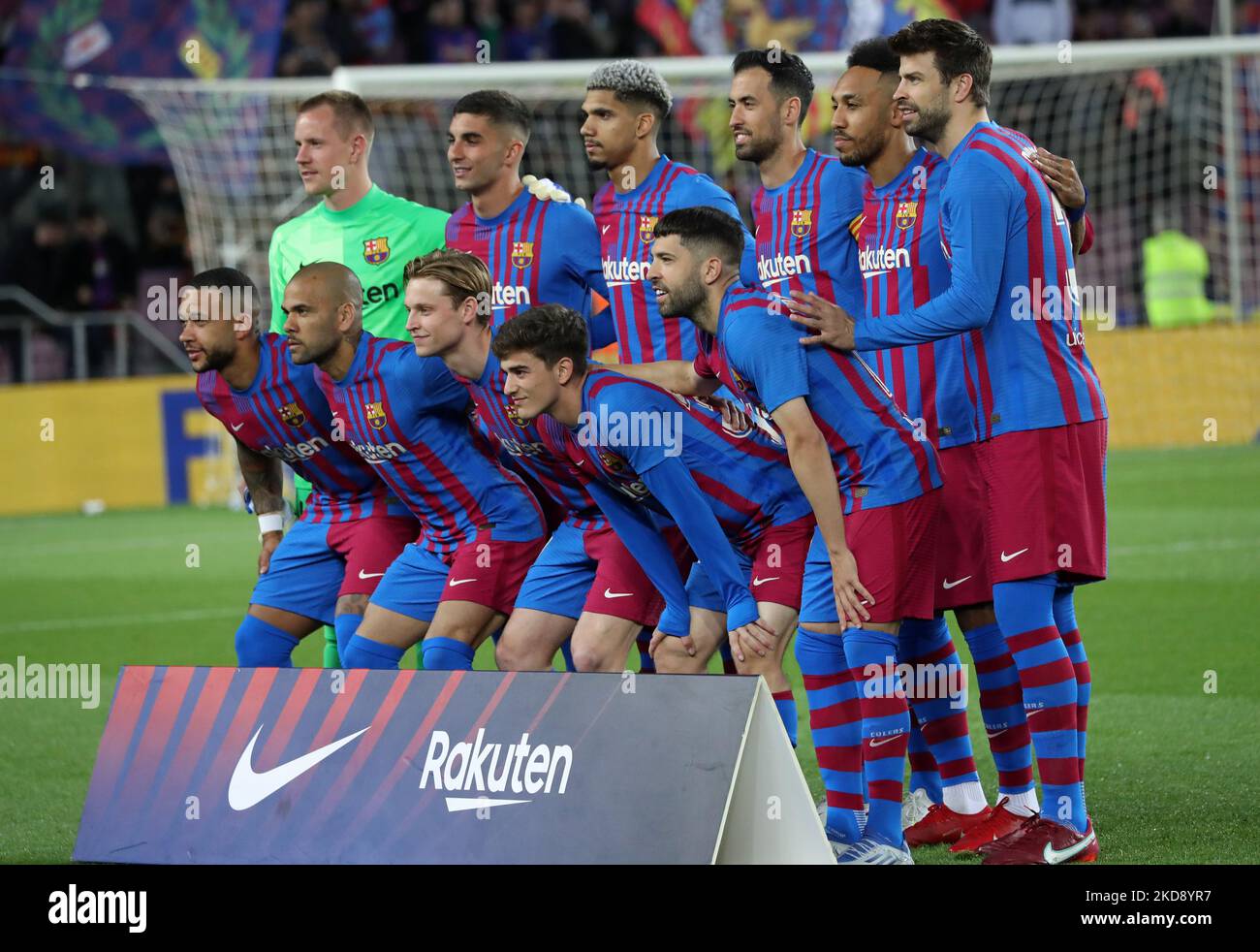 L'équipe du FC Barcelone pendant le match entre le FC Barcelone et le RCD Mallorca, correspondant à la semaine 34 de la Liga Santander, a joué au stade Camp Nou, à Barcelone, le 1st mai 2022. (Photo de Joan Valls/Urbanandsport /NurPhoto) Banque D'Images