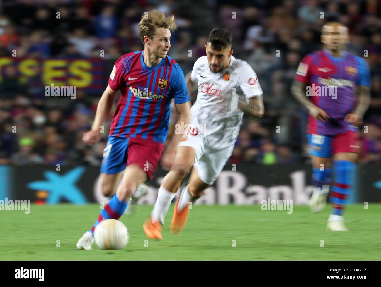 Frenkie de Jong pendant le match entre le FC Barcelone et le RCD Mallorca, correspondant à la semaine 34 de la Liga Santander, joué au Camp Nou Stadium, à Barcelone, le 1st mai 2022. (Photo de Joan Valls/Urbanandsport /NurPhoto) Banque D'Images