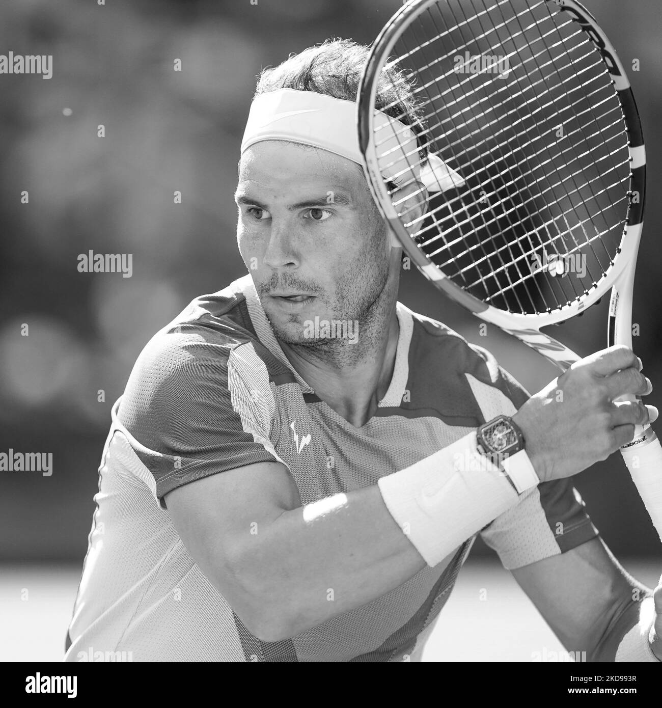 Le joueur espagnol Rafael Nadal à David Goffin en Belgique lors de leur tournoi ATP Tour Madrid 2022, match de championnat de tennis ouvert à la Caja Magica à Madrid sur 5 mai 2022. espagne (photo par Oscar Gonzalez/NurPhoto) Banque D'Images