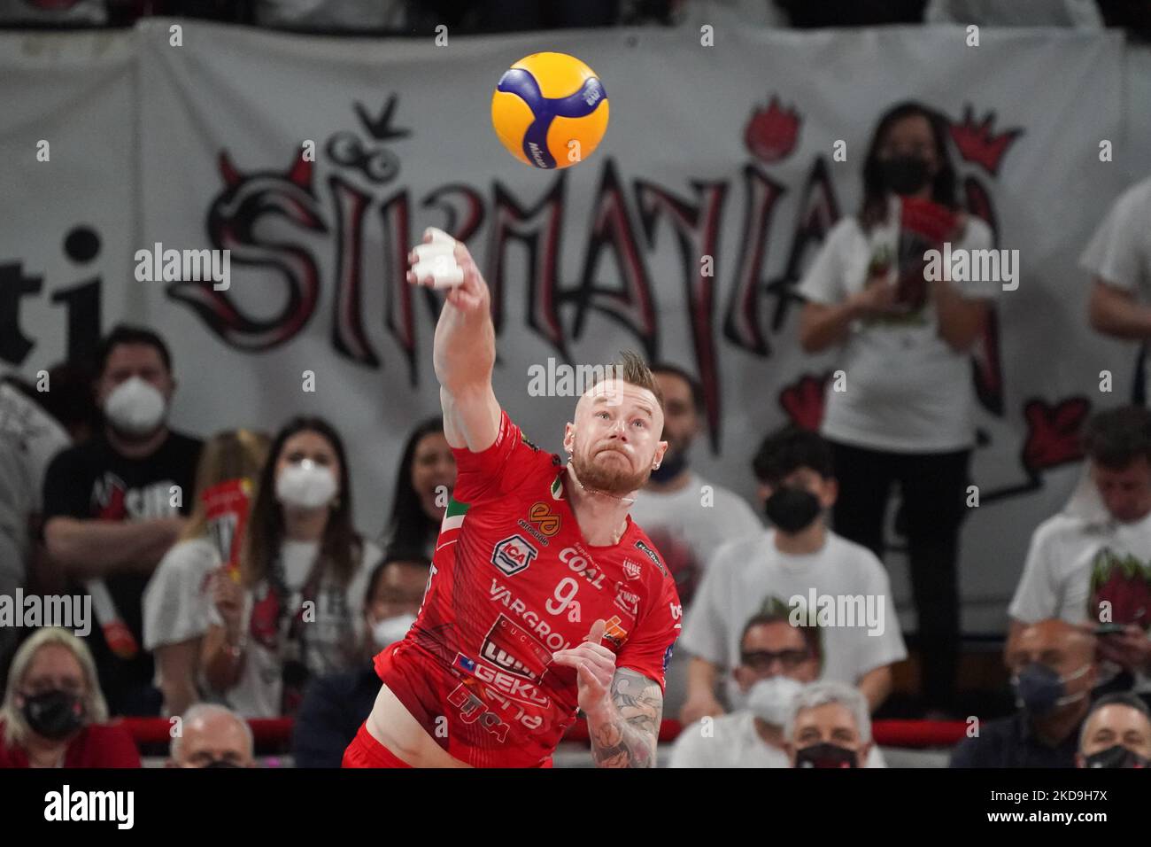 p pendant le Volleyball Italien série A Men SuperLeague Championship jouer - Sir Safety Conad Perugia vs Cucine Lube Civitanova sur 08 mai 2022 à la Pala Barton à Pérouse, Italie (photo par Loris Cerquiglini/LiveMedia/NurPhoto) Banque D'Images
