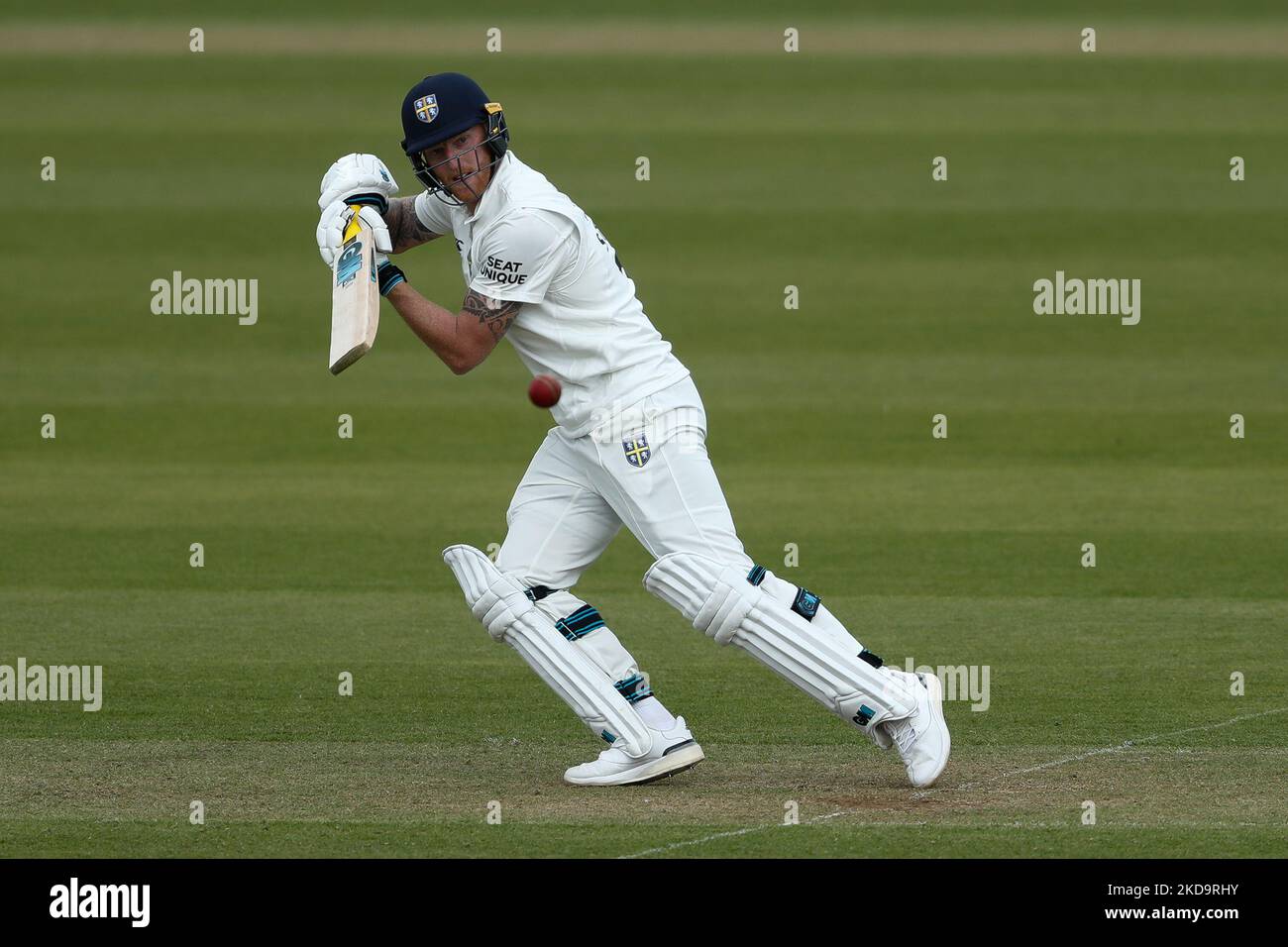 Ben Stokes de Durham chauves-souris pendant le LV= County Championship Match entre le Durham County Cricket Club et le Glamorgan County Cricket Club à Emirates Riverside, Chester le Street, le jeudi 12th mai 2022. (Photo de will Matthews/MI News/NurPhoto) Banque D'Images