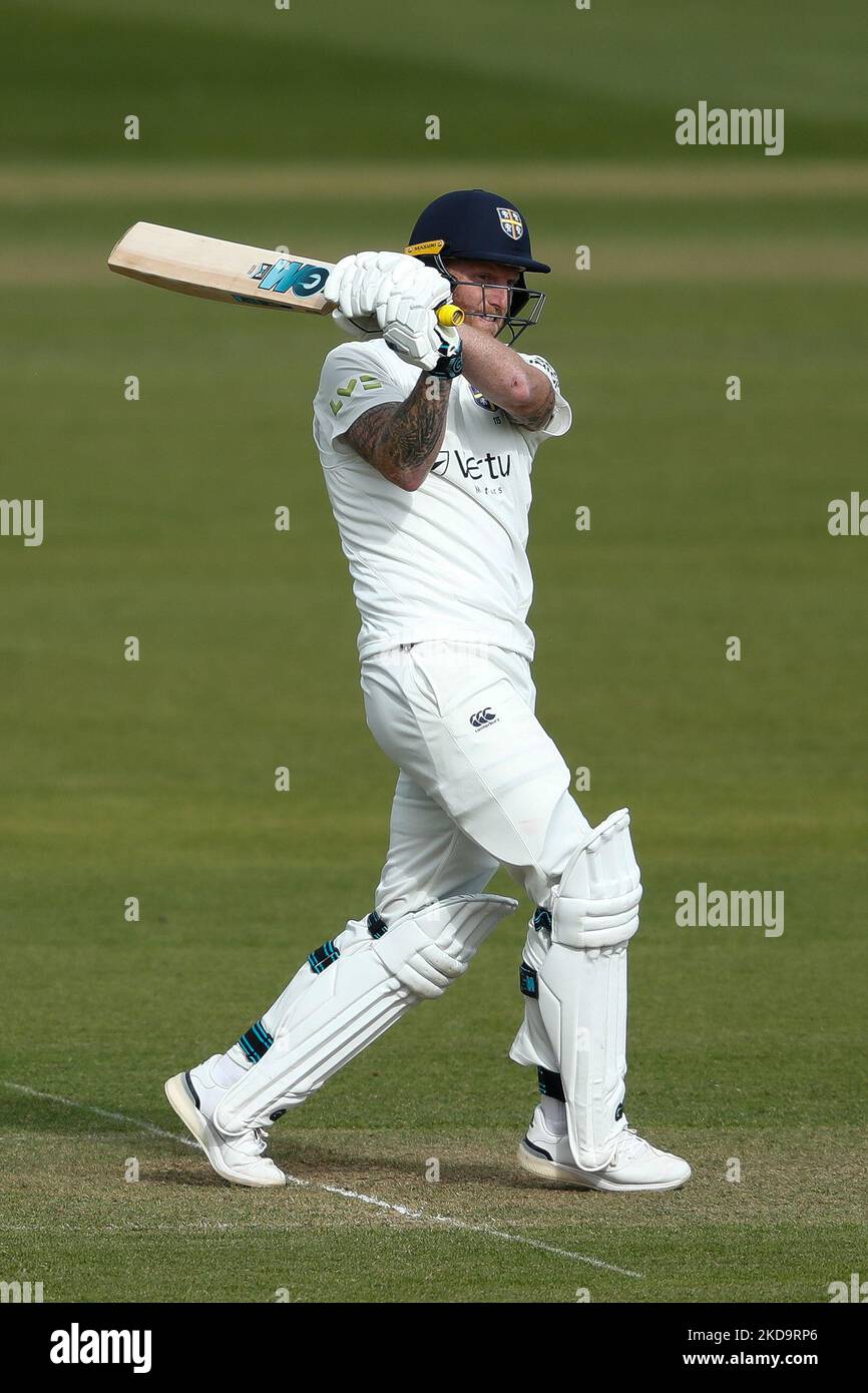 Ben Stokes de Durham chauves-souris pendant le LV= County Championship Match entre le Durham County Cricket Club et le Glamorgan County Cricket Club à Emirates Riverside, Chester le Street, le jeudi 12th mai 2022. (Photo de will Matthews/MI News/NurPhoto) Banque D'Images