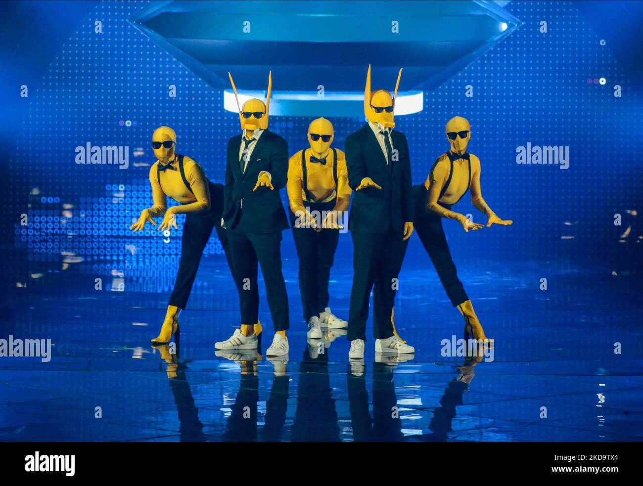 Subwoofer (donner à ce loup une banane) Norvège pendant le Concours Eurvision Song 2022, grandes répétitions finales sur 13 mai 2022 à Pala Olimpico à Turin, Italie. (Photo de Nderim Kaceli/LiveMedia/NurPhoto) Banque D'Images