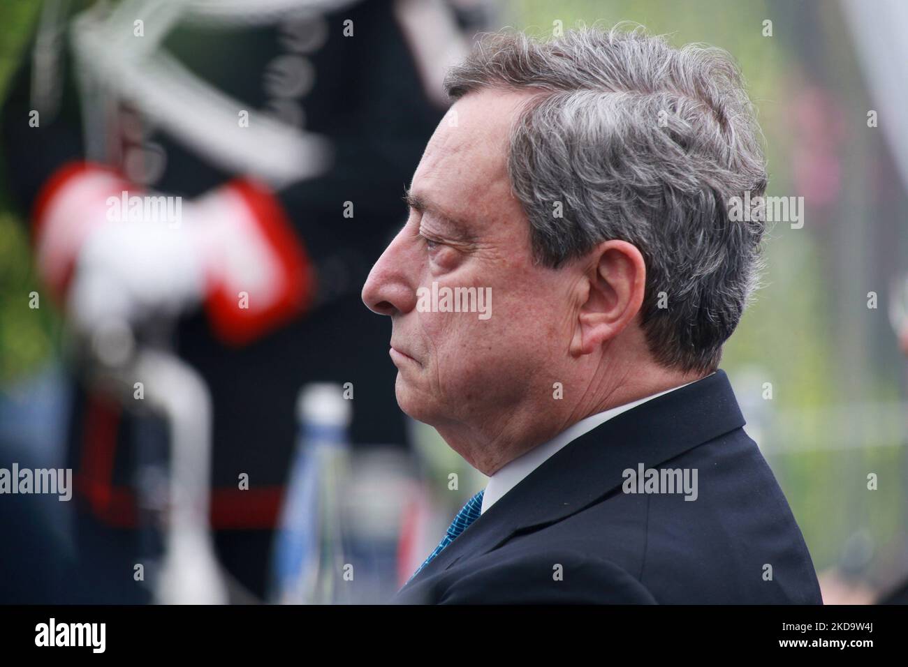 Le Premier ministre italien Mario Draghi à l'édition 1st de "Verso Sud" organisée par la Maison européenne - Ambrosetti à Sorrente, Naples, Italie, le 13 mai 2022. (Photo de Franco Romano/NurPhoto) Banque D'Images