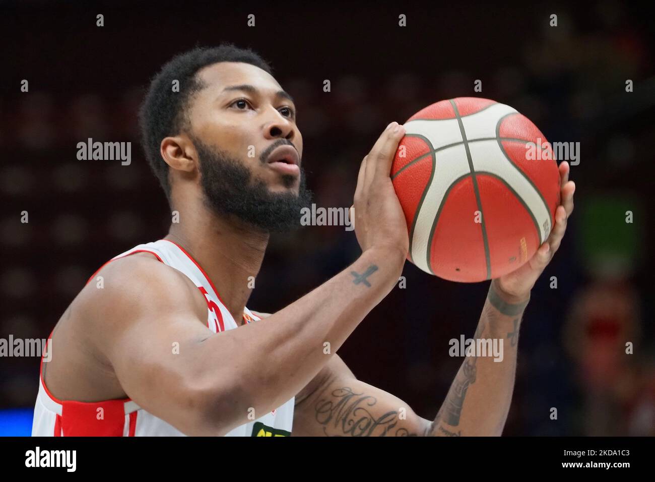 Tyler Larson (UNAHOTELS Reggio Emilia) pendant le tournoi de basket-ball Italien A série Playoff - A X Armani Exchange Milan vs Unihotels Reggio Emilia sur 15 mai 2022 au Forum Assago à Milan, Italie (photo de Savino Paolella/LiveMedia/NurPhoto) Banque D'Images