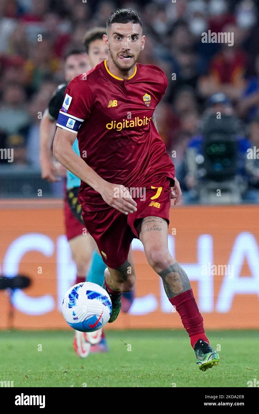 Lorenzo Pellegrini d'AS Roma pendant la série Un match entre AS Roma et Venezia FC sur 14 mai 2022 à Rome, Italie. (Photo de Giuseppe Maffia/NurPhoto) Banque D'Images