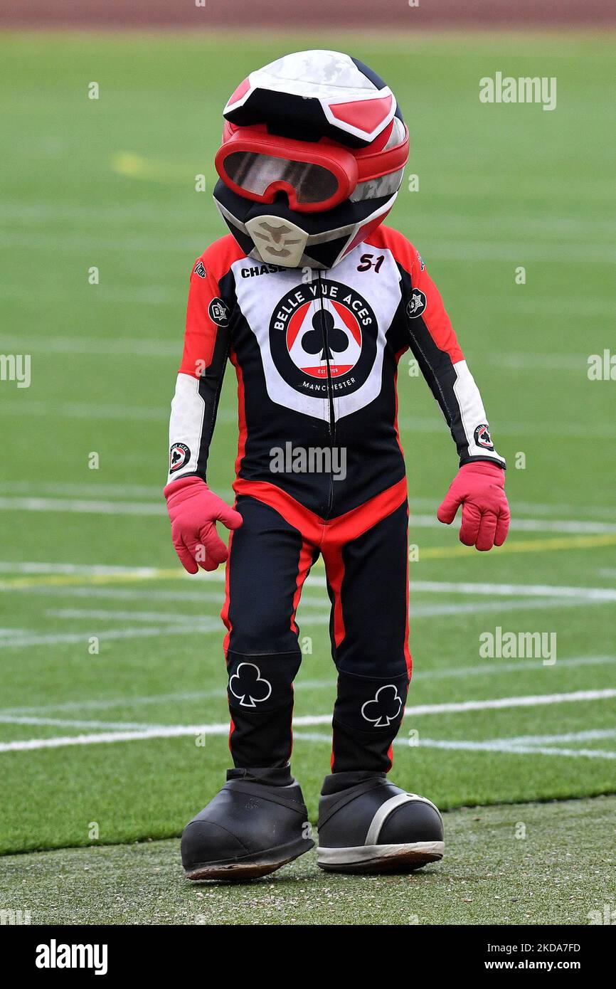 Chase the Ace lors du match de la première SGB entre Belle vue Aces et King's Lynn Stars au National Speedway Stadium, Manchester, le lundi 16th mai 2022. (Photo par Eddie Garvey/MI News/NurPhoto) Banque D'Images