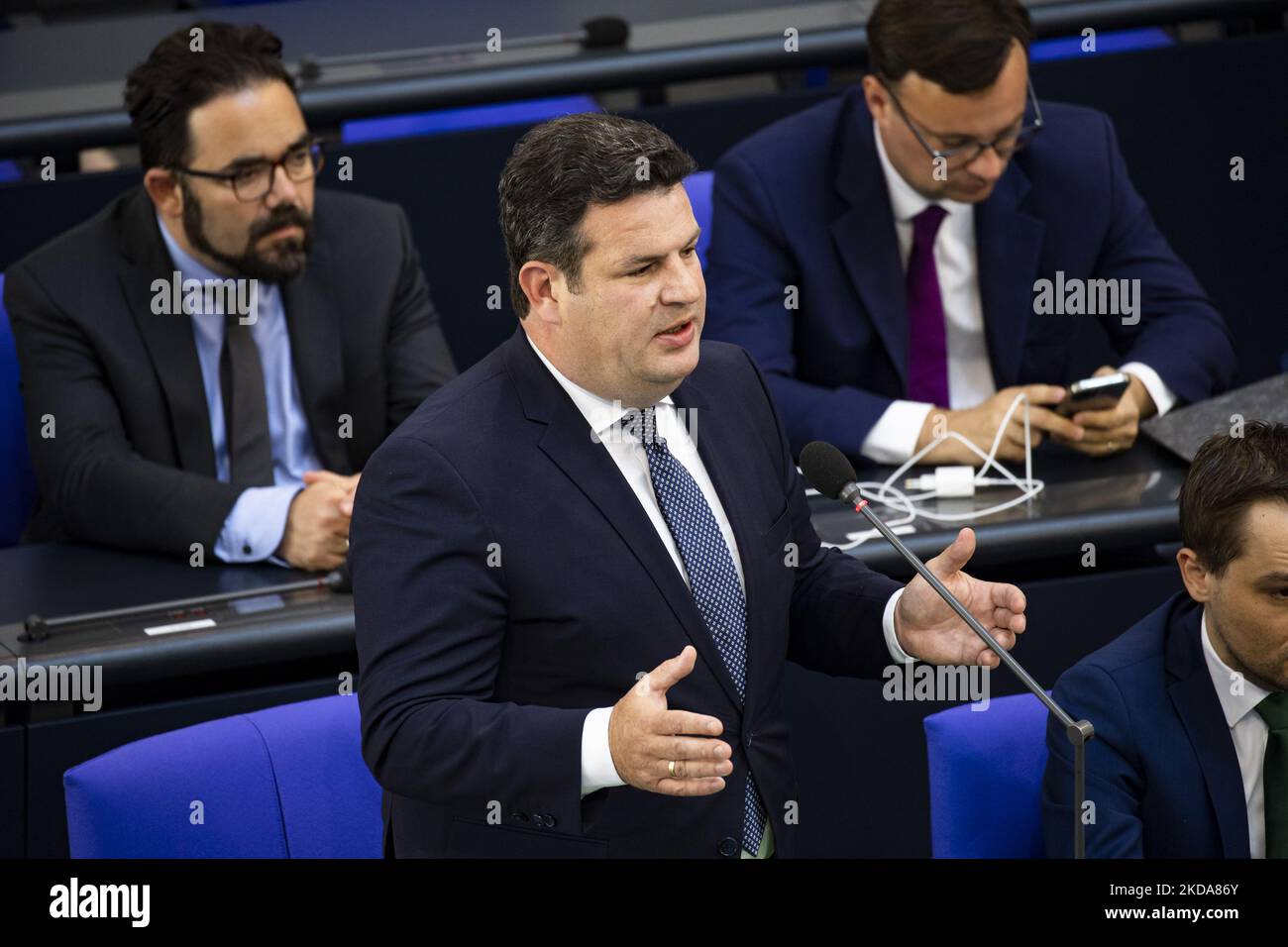 Le ministre du travail allemand Hubertus Heil est photographié à l'heure des questions au Bundestag à Berlin, en Allemagne, sur 18 mai 2022. (Photo par Emmanuele Contini/NurPhoto) Banque D'Images