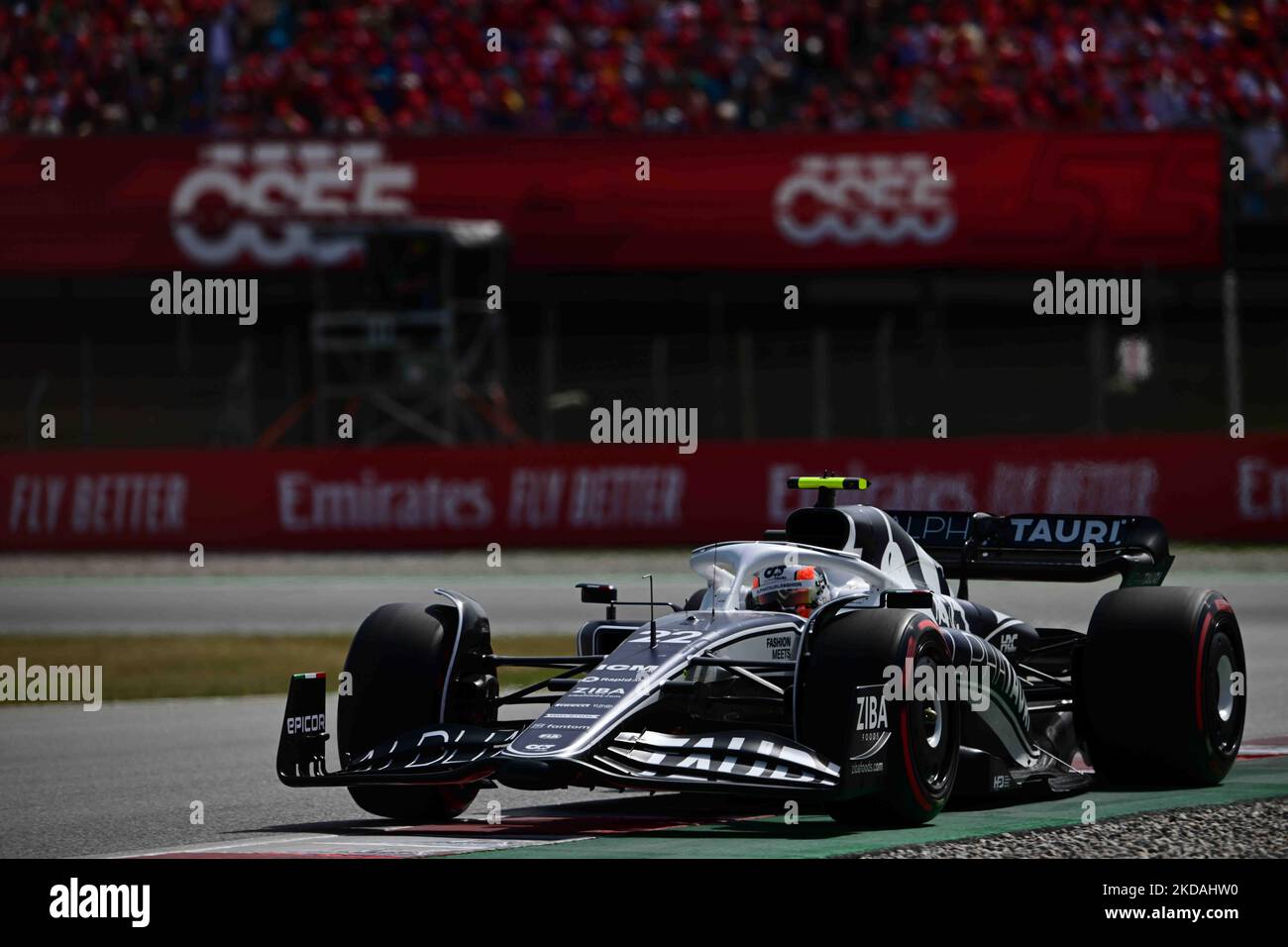 Yuki Tsunoda de Scuderia Alpha Tauri Honda conduire son monoplace pendant la qualification du Grand Prix d'Espagne dans le circuit de Catalogne à Montmelo, Barcelone, Catalogne, Espagne (photo par Andrea Diodato/NurPhoto) Banque D'Images