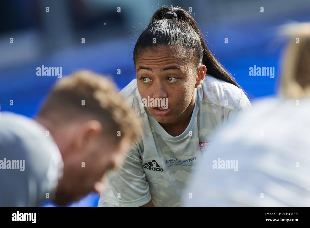 Selma Bacha de l'Olympique Lyonnais lors de l'échauffement avant le match final de la Ligue des champions de l'UEFA entre le FC Barcelone et l'Olympique Lyonnais au stade Juventus sur 21 mai 2022 à Turin, en Italie. (Photo de Jose Breton/Pics action/NurPhoto) Banque D'Images