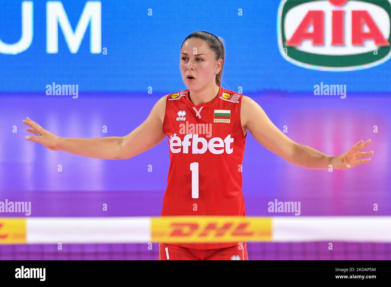 Gergana Dimitrova (Bulgarie) pendant le test de Volleyball Match Test Match - femmes Italie contre femmes Bulgarie sur 22 mai 2022 au Pala Wanny à Florence, Italie (photo de Lisa Guglielmi/LiveMedia/NurPhoto) Banque D'Images