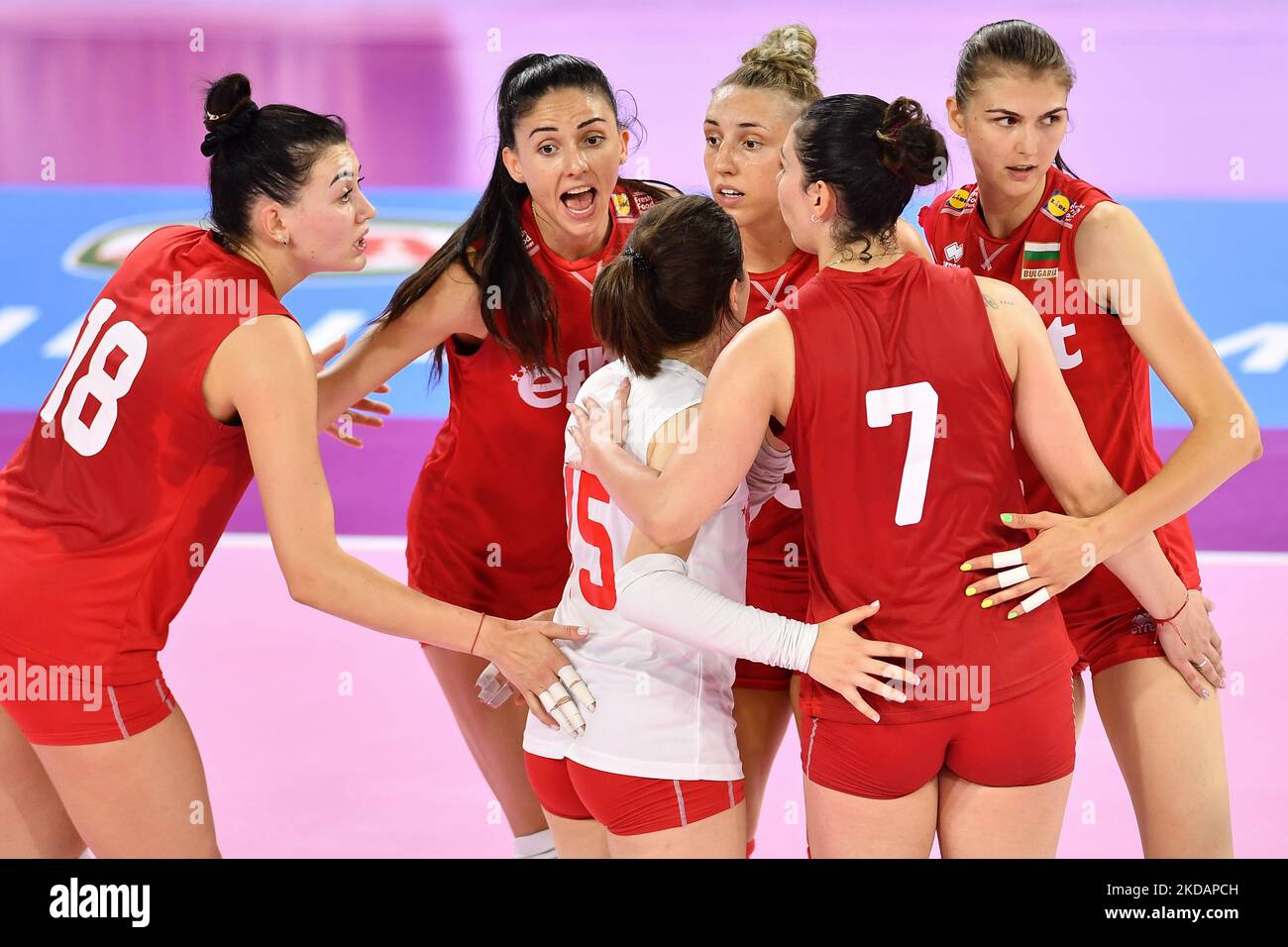 Bonheur de la Bulgarie pendant le match de test de Volleyball - femmes Italie contre femmes Bulgarie sur 22 mai 2022 à la Pala Wanny à Florence, Italie (photo par Lisa Guglielmi/LiveMedia/NurPhoto) Banque D'Images