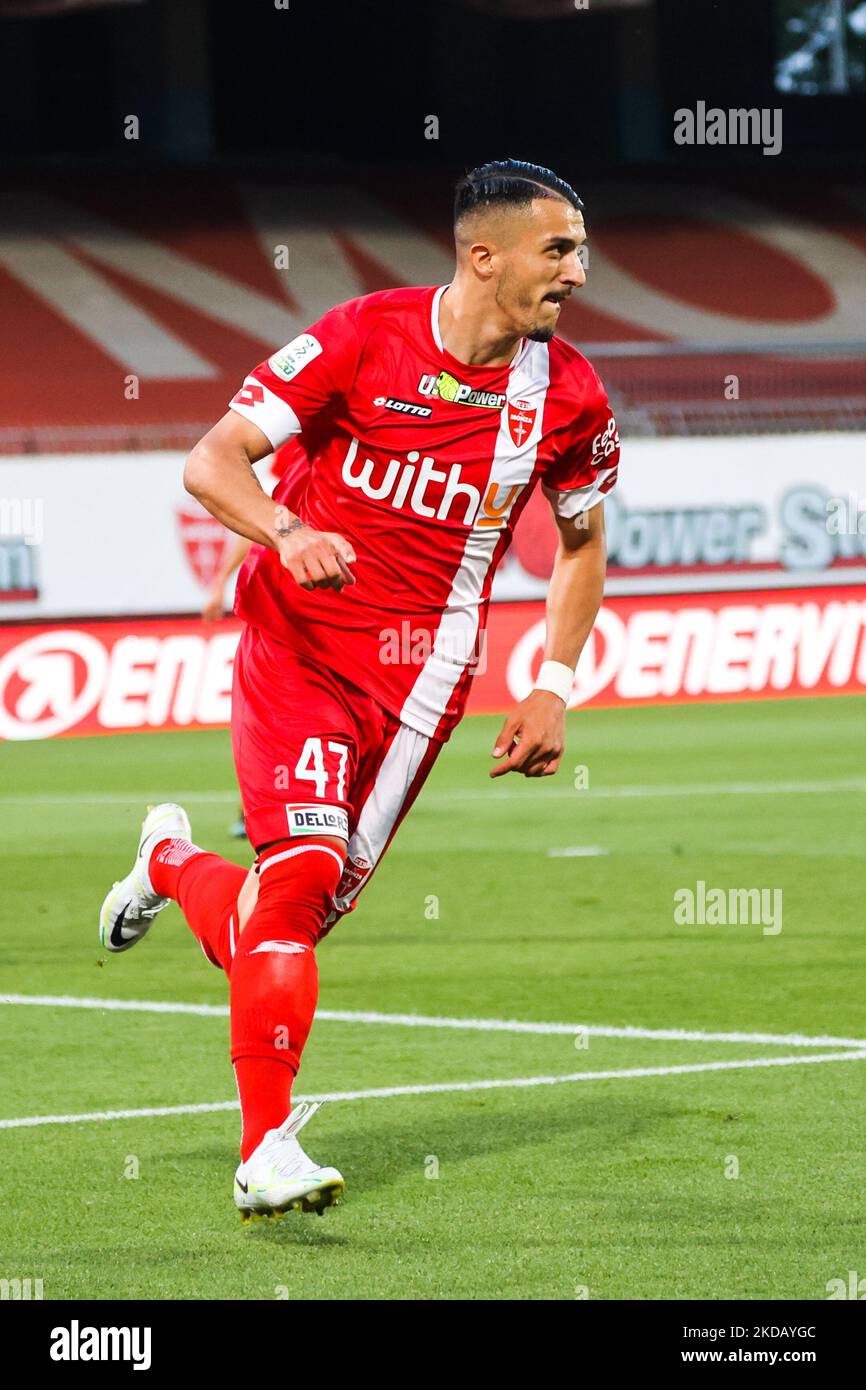 Dany Mota célèbre après avoir obtenu un but lors du match de football italien série B Play Off - AC Monza vs AC Pisa on 26 mai 2022 au stade U-Power de Monza, Italie (photo de Mairo Cinquetti/NurPhoto) Banque D'Images