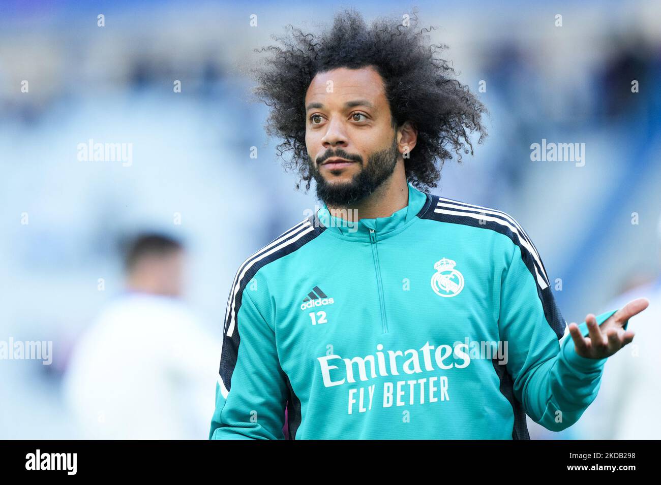 Marcelo du Real Madrid CF regarde pendant l'entraînement du Real Madrid avant la finale de la Ligue des champions de l'UEFA le 27 mai 2022 à Paris, France. (Photo de Giuseppe Maffia/NurPhoto) Banque D'Images