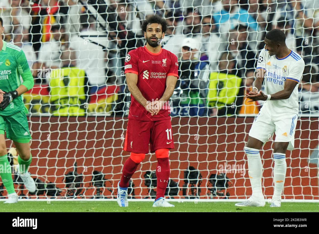 Mohamed Salah du FC Liverpool semble abattu lors du match de finale de la Ligue des champions de l'UEFA entre le FC Liverpool et le FC Real Madrid au Stade de France sur 28 mai 2022 à Paris, en France. (Photo de Giuseppe Maffia/NurPhoto) Banque D'Images Mohamed Salah du FC Liverpool semble abattu lors du match de finale de la Ligue des champions de l'UEFA entre le FC Liverpool et le FC Real Madrid au Stade de France sur 28 mai 2022 à Paris, en France. (Photo de Giuseppe Maffia/NurPhoto) Banque D'Images