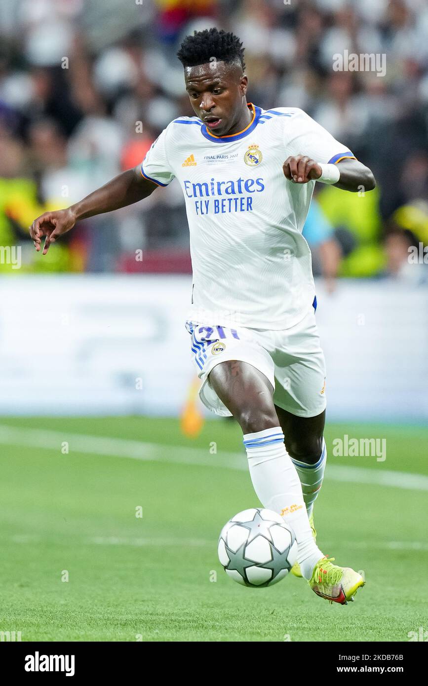 Vinicius Junior du Real Madrid CF lors du match de finale de la Ligue des champions de l'UEFA entre le FC Liverpool et le Real Madrid CF au Stade de France sur 28 mai 2022 à Paris, France. (Photo de Giuseppe Maffia/NurPhoto) Banque D'Images Vinicius Junior du Real Madrid CF lors du match de finale de la Ligue des champions de l'UEFA entre le FC Liverpool et le Real Madrid CF au Stade de France sur 28 mai 2022 à Paris, France. (Photo de Giuseppe Maffia/NurPhoto) Banque D'Images
