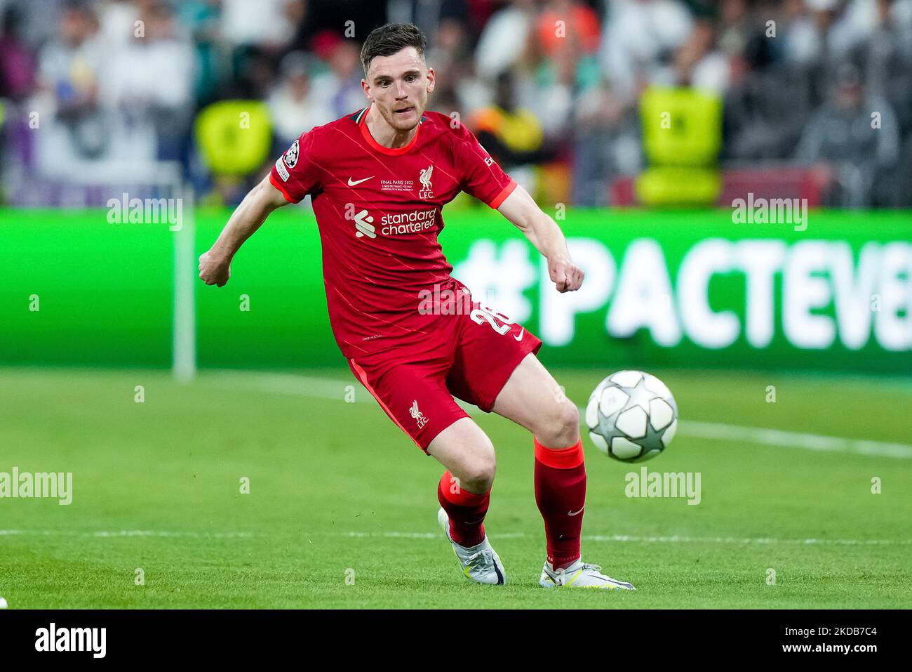 Andrew Robertson du FC Liverpool lors du match final de la Ligue des champions de l'UEFA entre le FC Liverpool et le FC Real Madrid au Stade de France sur 28 mai 2022 à Paris, en France. (Photo de Giuseppe Maffia/NurPhoto) Banque D'Images Andrew Robertson du FC Liverpool lors du match final de la Ligue des champions de l'UEFA entre le FC Liverpool et le FC Real Madrid au Stade de France sur 28 mai 2022 à Paris, en France. (Photo de Giuseppe Maffia/NurPhoto) Banque D'Images