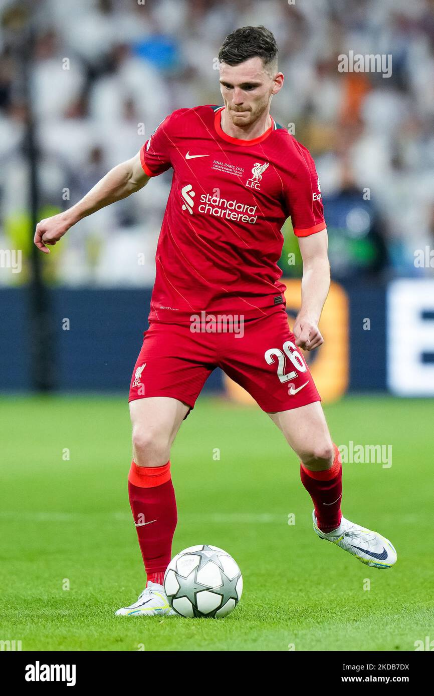 Andrew Robertson du FC Liverpool lors du match final de la Ligue des champions de l'UEFA entre le FC Liverpool et le FC Real Madrid au Stade de France sur 28 mai 2022 à Paris, en France. (Photo de Giuseppe Maffia/NurPhoto) Banque D'Images Andrew Robertson du FC Liverpool lors du match final de la Ligue des champions de l'UEFA entre le FC Liverpool et le FC Real Madrid au Stade de France sur 28 mai 2022 à Paris, en France. (Photo de Giuseppe Maffia/NurPhoto) Banque D'Images