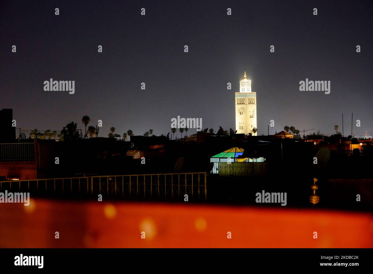 Mosquée de la Koutoubia de nuit Banque D'Images