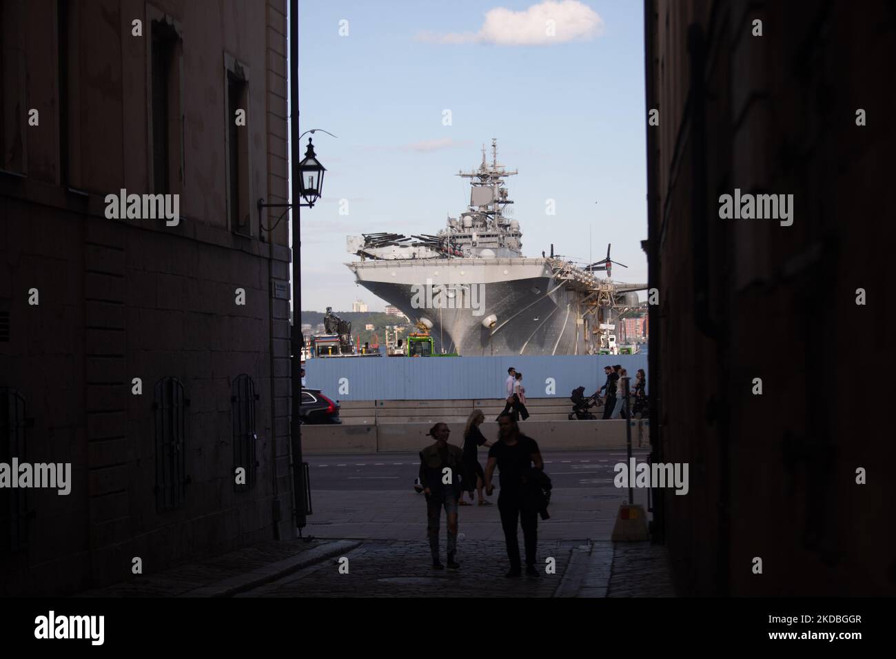 Le navire d'assaut amphibie de classe Wasp USS Kearsarge (LHD 3) de la marine américaine est vu au port de Stockholm, en Suède, sur 3 juin 2022, avant l'exercice « Baltops 22 » des opérations baltes qui aura lieu de 5 juin à 17 dans la région sud de la mer Baltique. (Photo de Reinaldo Ubilla/NurPhoto) Banque D'Images