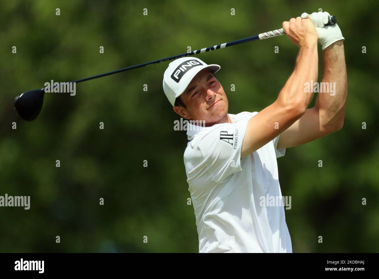 Viktor Hovland, d'Oslo, Norvège, a remporté les 18th coups du tee lors de la dernière partie du tournoi commémoratif présenté par Workday au club de golf de Muirfield Village à Dublin, Ohio, États-Unis, le dimanche, 5 juin, 2022. (Photo par Amy Lemus/NurPhoto) Banque D'Images Viktor Hovland, d'Oslo, Norvège, a remporté les 18th coups du tee lors de la dernière partie du tournoi commémoratif présenté par Workday au club de golf de Muirfield Village à Dublin, Ohio, États-Unis, le dimanche, 5 juin, 2022. (Photo par Amy Lemus/NurPhoto) Banque D'Images