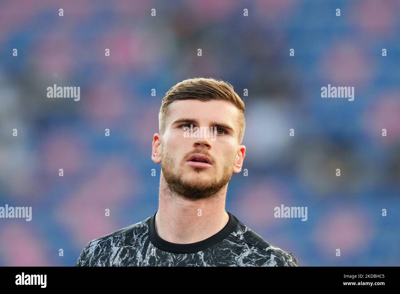 Timo Werner, de l'Allemagne, se penche sur l'échauffement avant le match de la Ligue des Nations de l'UEFA entre l'Italie et l'Allemagne au Stadio Renato Dall'Ara, à Bologne, en Italie, le 4 juin 2022. (Photo de Giuseppe Maffia/NurPhoto) Banque D'Images Timo Werner, de l'Allemagne, se penche sur l'échauffement avant le match de la Ligue des Nations de l'UEFA entre l'Italie et l'Allemagne au Stadio Renato Dall'Ara, à Bologne, en Italie, le 4 juin 2022. (Photo de Giuseppe Maffia/NurPhoto) Banque D'Images
