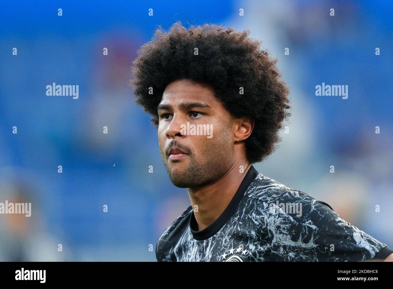 Serge Gnabry, d'Allemagne, regarde pendant l'échauffement avant le match de l'UEFA Nations League entre l'Italie et l'Allemagne au Stadio Renato Dall'Ara, Bologne, Italie, le 4 juin 2022. (Photo de Giuseppe Maffia/NurPhoto) Banque D'Images Serge Gnabry, d'Allemagne, regarde pendant l'échauffement avant le match de l'UEFA Nations League entre l'Italie et l'Allemagne au Stadio Renato Dall'Ara, Bologne, Italie, le 4 juin 2022. (Photo de Giuseppe Maffia/NurPhoto) Banque D'Images