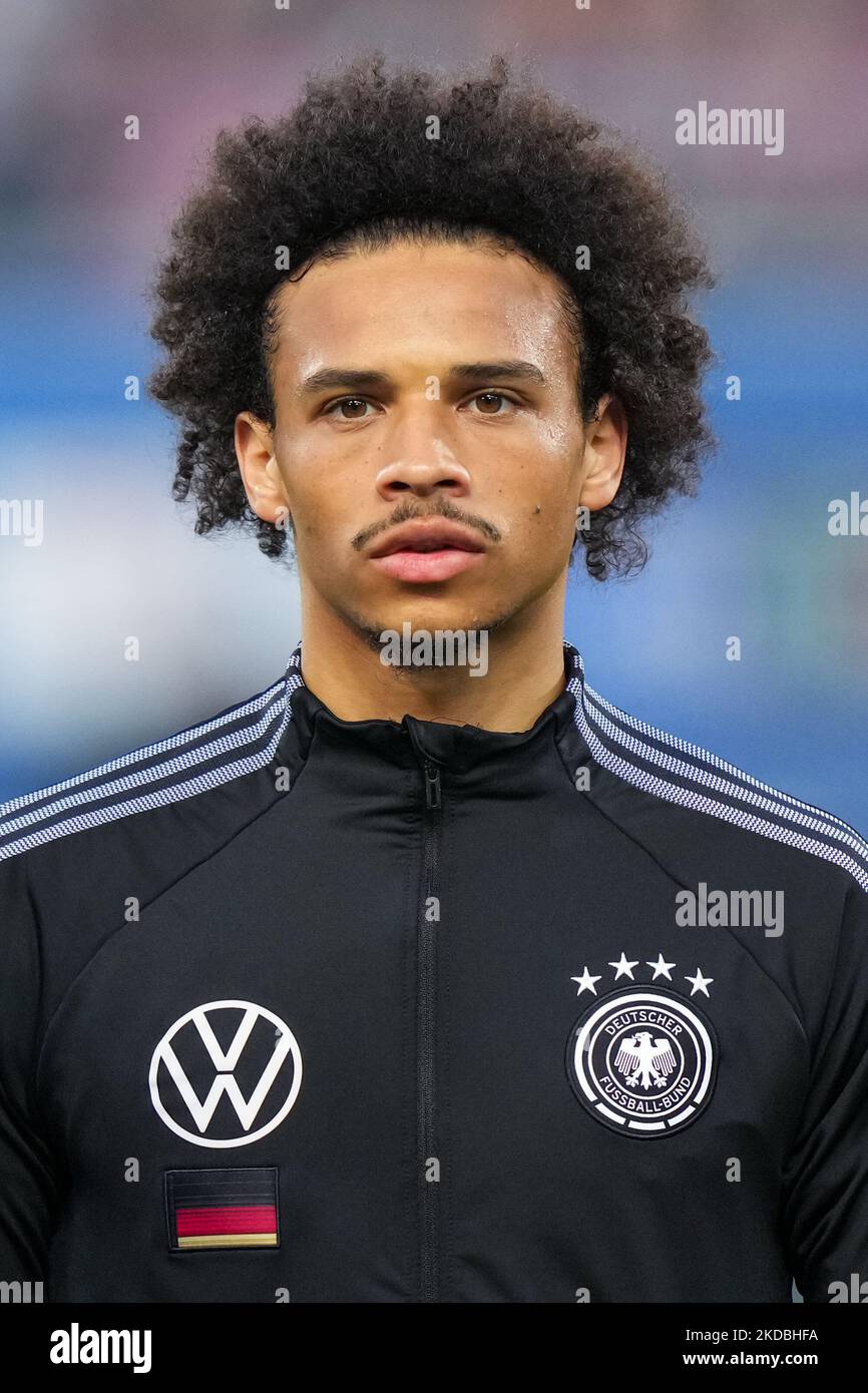 Leroy Sane, d'Allemagne, se penche sur le match de l'UEFA Nations League entre l'Italie et l'Allemagne au Stadio Renato Dall'Ara, à Bologne, en Italie, le 4 juin 2022. (Photo de Giuseppe Maffia/NurPhoto) Banque D'Images Leroy Sane, d'Allemagne, se penche sur le match de l'UEFA Nations League entre l'Italie et l'Allemagne au Stadio Renato Dall'Ara, à Bologne, en Italie, le 4 juin 2022. (Photo de Giuseppe Maffia/NurPhoto) Banque D'Images