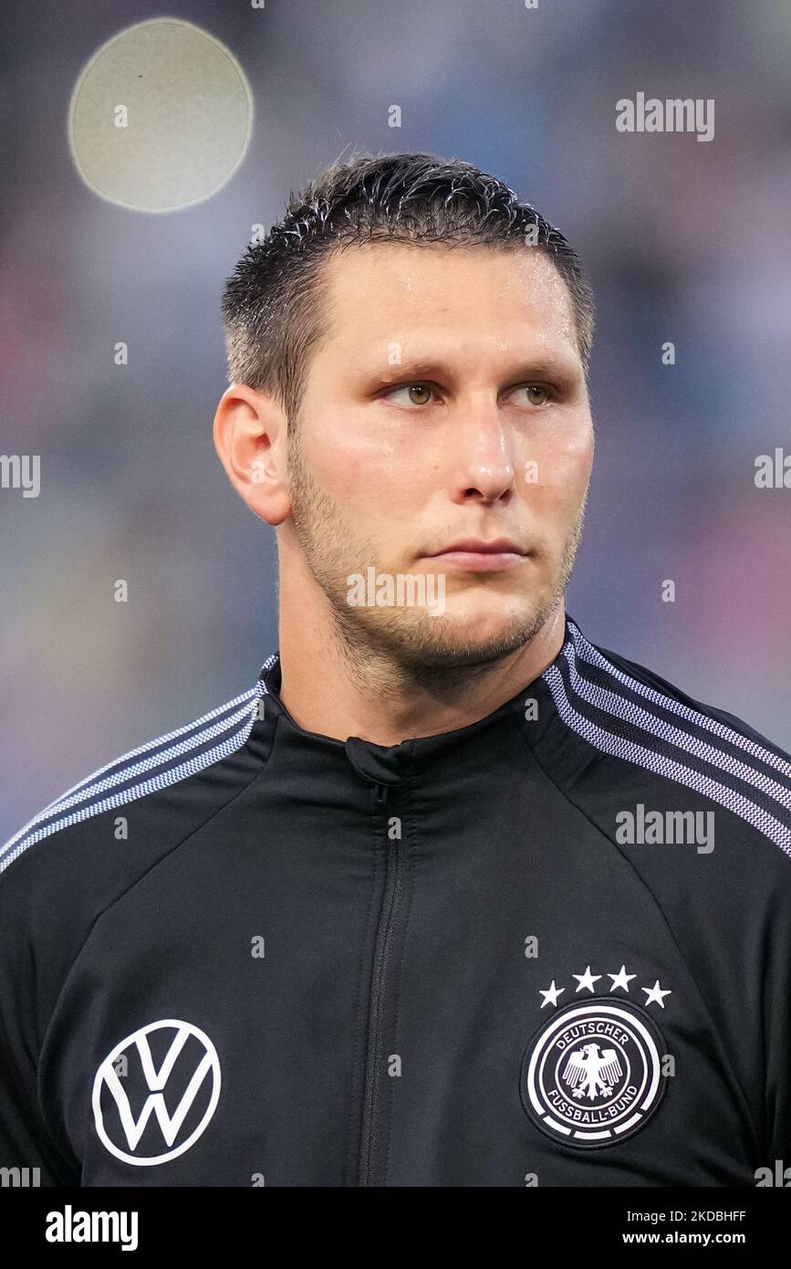 Niklas Sule d'Allemagne se penche sur le match de l'UEFA Nations League entre l'Italie et l'Allemagne au Stadio Renato Dall'Ara, Bologne, Italie, le 4 juin 2022. (Photo de Giuseppe Maffia/NurPhoto) Banque D'Images