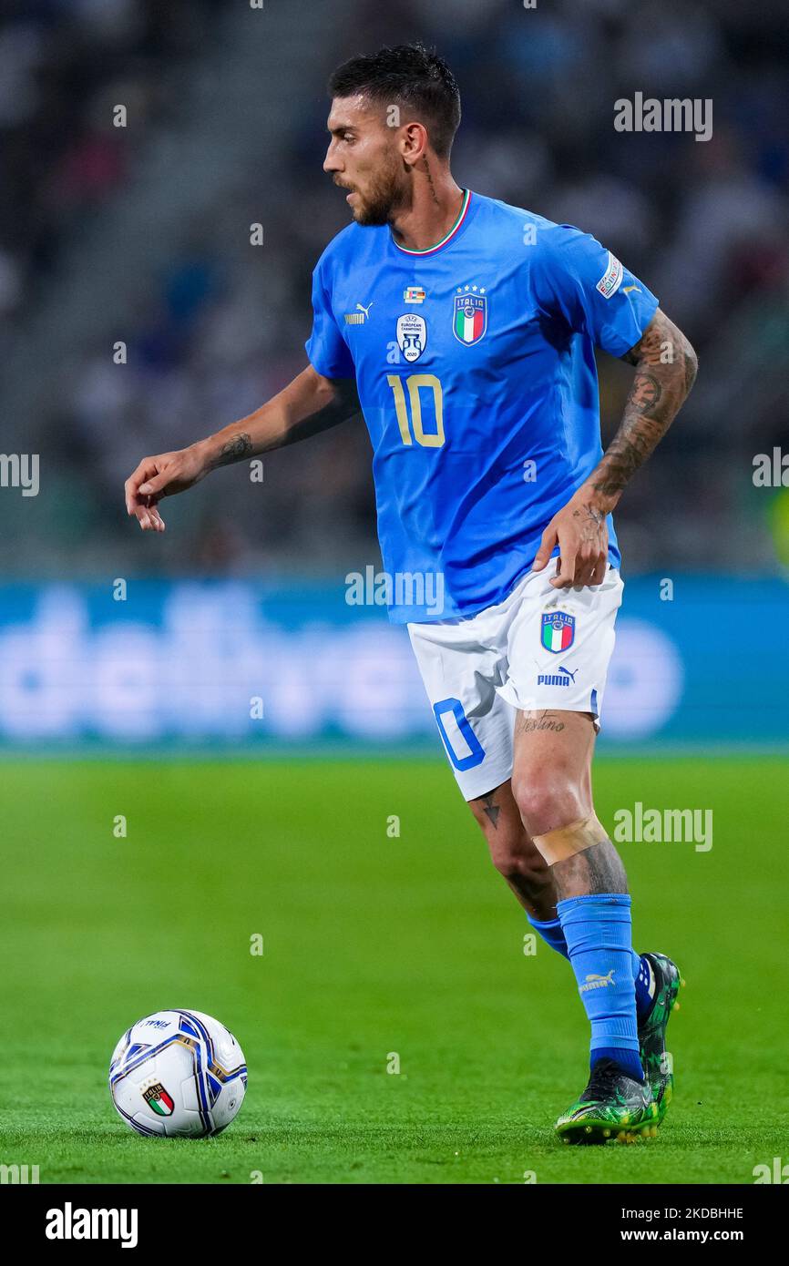 Lorenzo Pellegrini d'Italie lors du match de l'UEFA Nations League entre l'Italie et l'Allemagne au Stadio Renato Dall'Ara, Bologne, Italie, le 4 juin 2022. (Photo de Giuseppe Maffia/NurPhoto) Banque D'Images Lorenzo Pellegrini d'Italie lors du match de l'UEFA Nations League entre l'Italie et l'Allemagne au Stadio Renato Dall'Ara, Bologne, Italie, le 4 juin 2022. (Photo de Giuseppe Maffia/NurPhoto) Banque D'Images