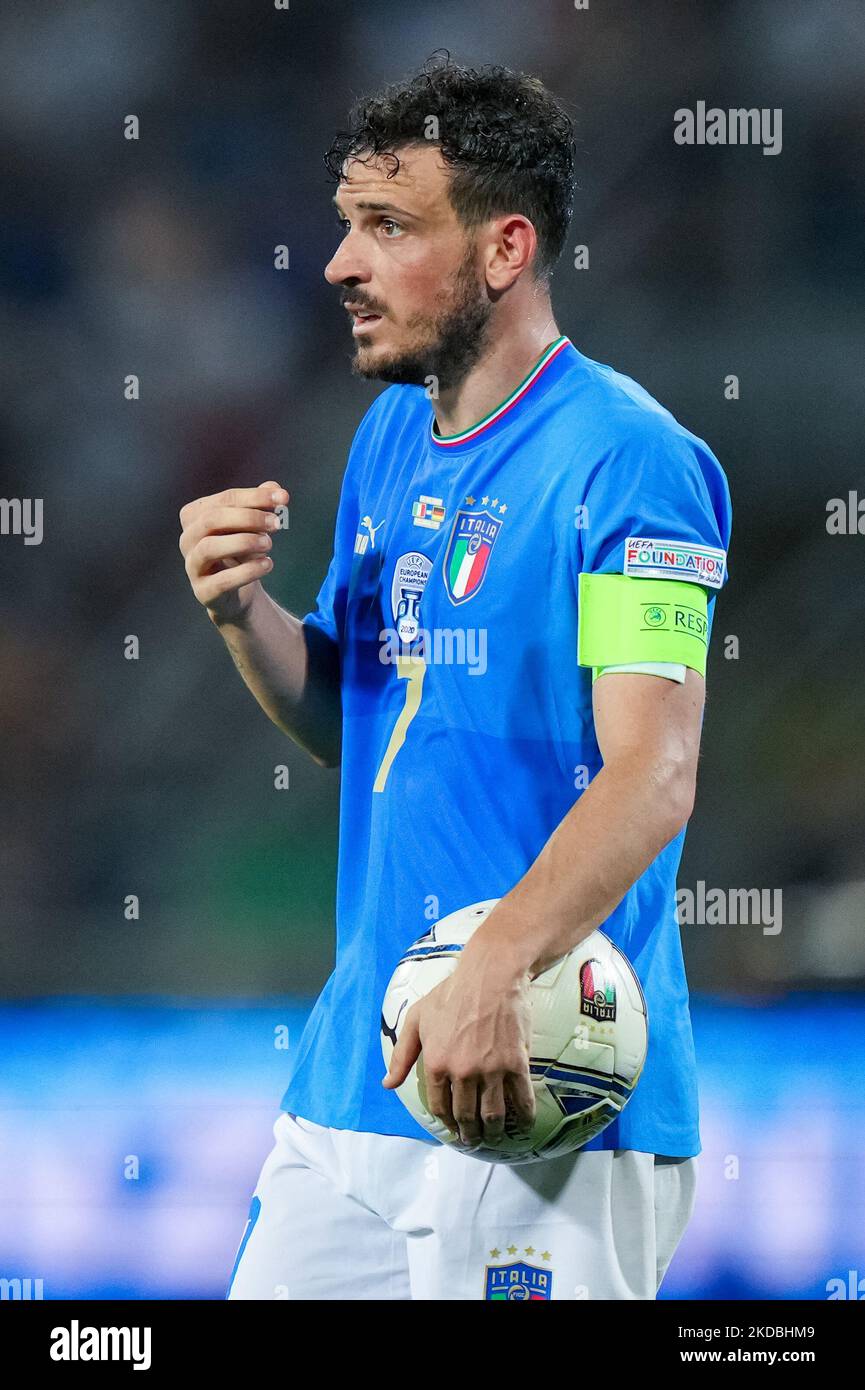 Alessandro Florenzi de l'Italie gestes lors du match de l'UEFA Nations League entre l'Italie et l'Allemagne au Stadio Renato Dall'Ara, Bologne, Italie, le 4 juin 2022. (Photo de Giuseppe Maffia/NurPhoto) Banque D'Images Alessandro Florenzi de l'Italie gestes lors du match de l'UEFA Nations League entre l'Italie et l'Allemagne au Stadio Renato Dall'Ara, Bologne, Italie, le 4 juin 2022. (Photo de Giuseppe Maffia/NurPhoto) Banque D'Images