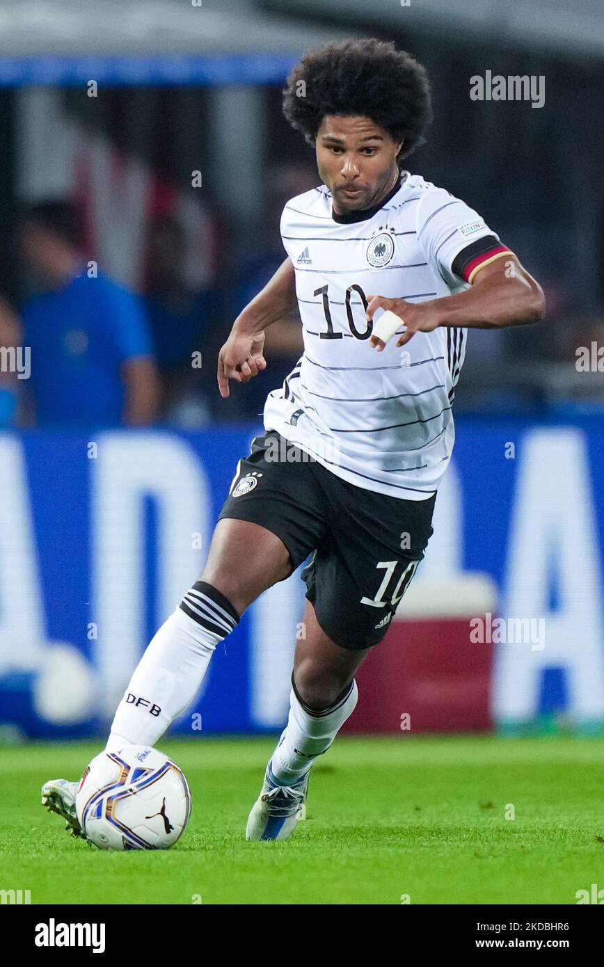Serge Gnabry d'Allemagne lors du match de l'UEFA Nations League entre l'Italie et l'Allemagne au Stadio Renato Dall'Ara, Bologne, Italie, le 4 juin 2022. (Photo de Giuseppe Maffia/NurPhoto) Banque D'Images Serge Gnabry d'Allemagne lors du match de l'UEFA Nations League entre l'Italie et l'Allemagne au Stadio Renato Dall'Ara, Bologne, Italie, le 4 juin 2022. (Photo de Giuseppe Maffia/NurPhoto) Banque D'Images