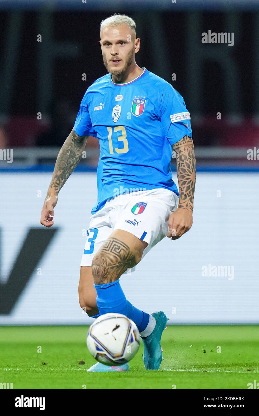 Federico DiMarco, d'Italie, lors du match de l'UEFA Nations League entre l'Italie et l'Allemagne au Stadio Renato Dall'Ara, à Bologne, en Italie, le 4 juin 2022. (Photo de Giuseppe Maffia/NurPhoto) Banque D'Images Federico DiMarco, d'Italie, lors du match de l'UEFA Nations League entre l'Italie et l'Allemagne au Stadio Renato Dall'Ara, à Bologne, en Italie, le 4 juin 2022. (Photo de Giuseppe Maffia/NurPhoto) Banque D'Images