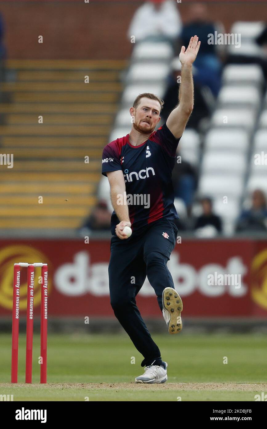 Tom Taylor, de Northamptonshire Steelbacks, s'est mis à l'honneur lors du match de Blast Vitality T20 entre le Durham County Cricket Club et le Northamptonshire County Cricket Club au Seat unique Riverside, Chester le Street, le dimanche 5th juin 2022.(photo de Wwill Matthews /MI News/NurPhoto) Banque D'Images