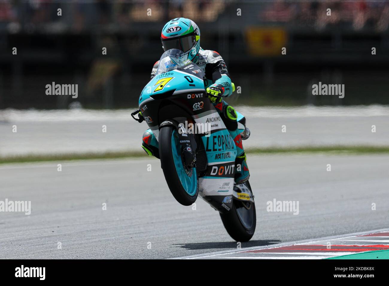 Dennis Foggia de l'Italie de Leopard Racing pendant la pratique libre de Gran PPremi Monster Energy de Catalunya en Moto3 au circuit de Barcelone-Catalunya à Barcelone. (Photo par DAX Images/NurPhoto) Banque D'Images