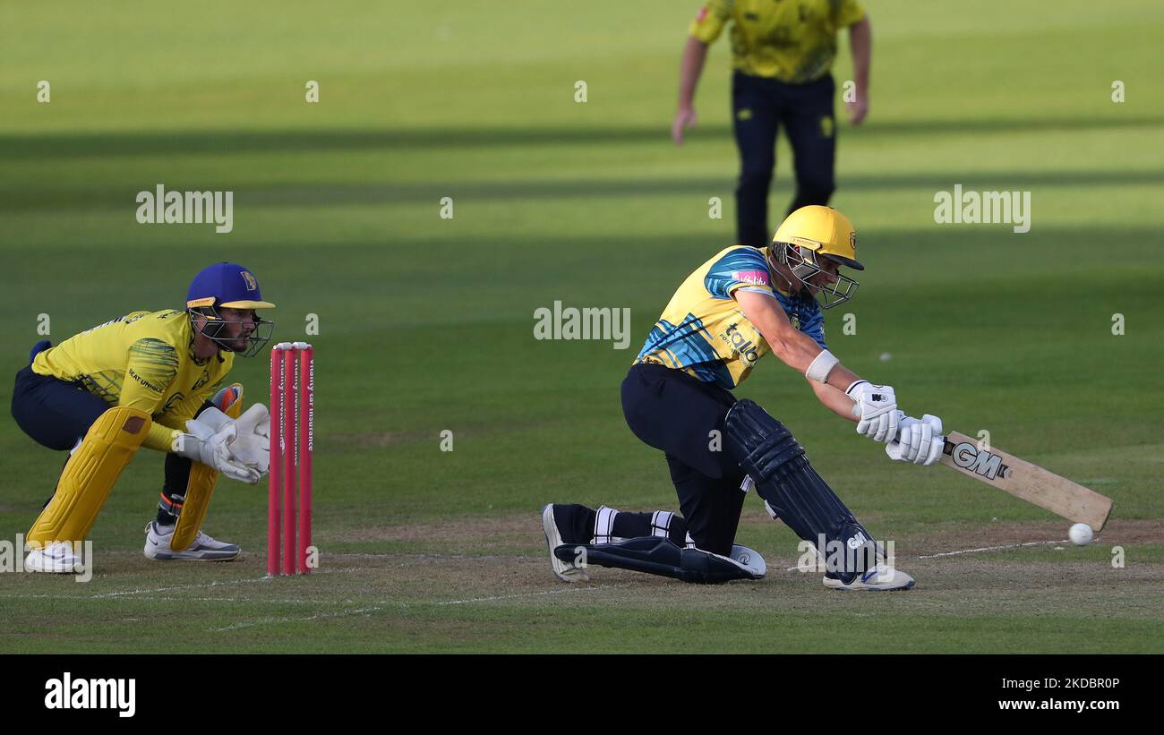 Birmingham accueille Jacob Bethell lors du match du Vitality Blast T20 entre le Durham County Cricket Club et les Birmingham Bears au Seat unique Riverside, Chester le Street, le mercredi 8th juin 2022. (Photo de Mark Fletcher/MI News/NurPhoto) Banque D'Images