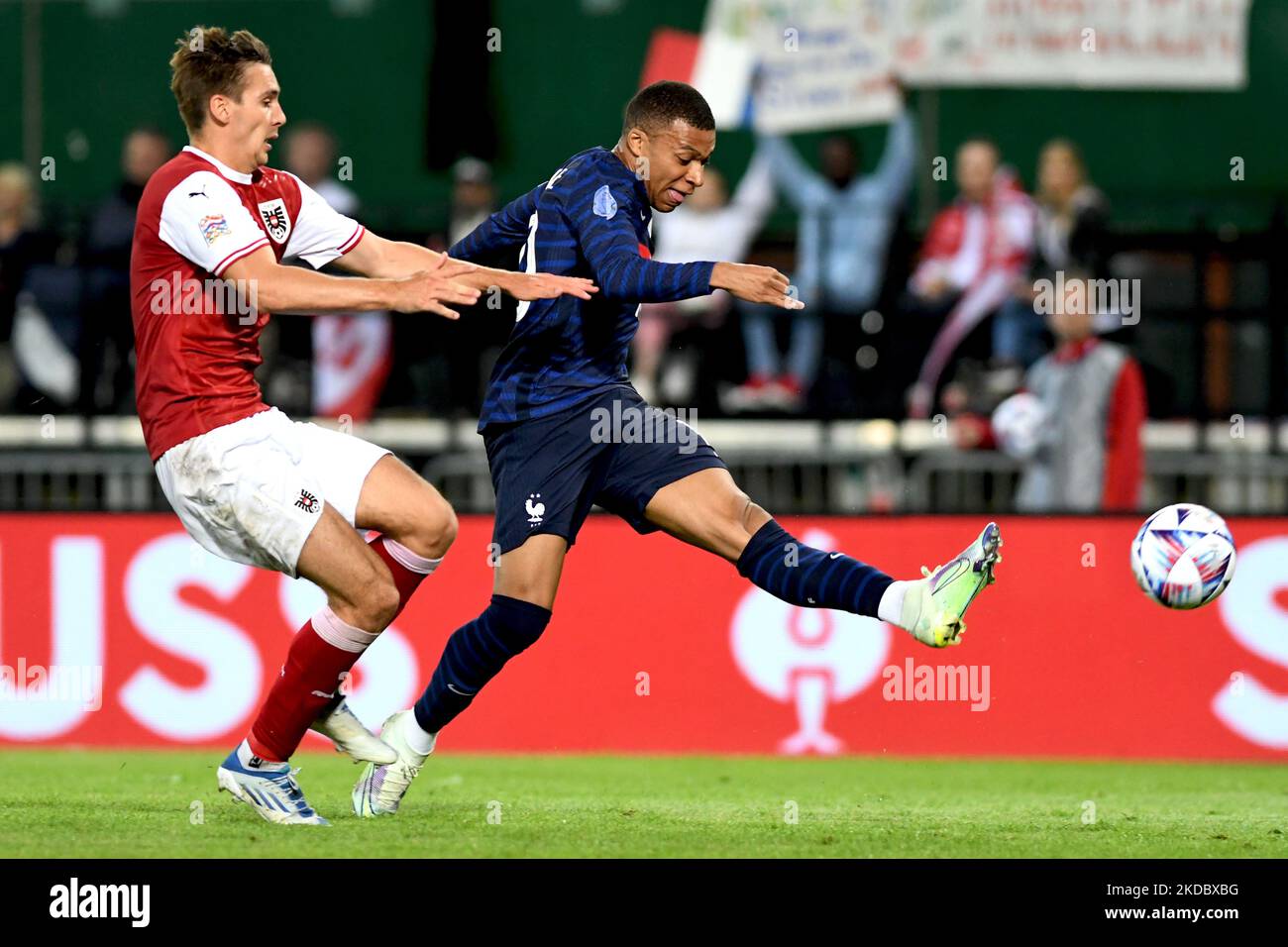 Kylian Mbappe a obtenu 1-1 points en Autriche contre France, Ligue des Nations de l'UEFA, groupe A1, Stade Ernst-Happel à Vienne, 10 juin 2022, Autriche (photo par Flaviu Buboi/NurPhoto) Banque D'Images