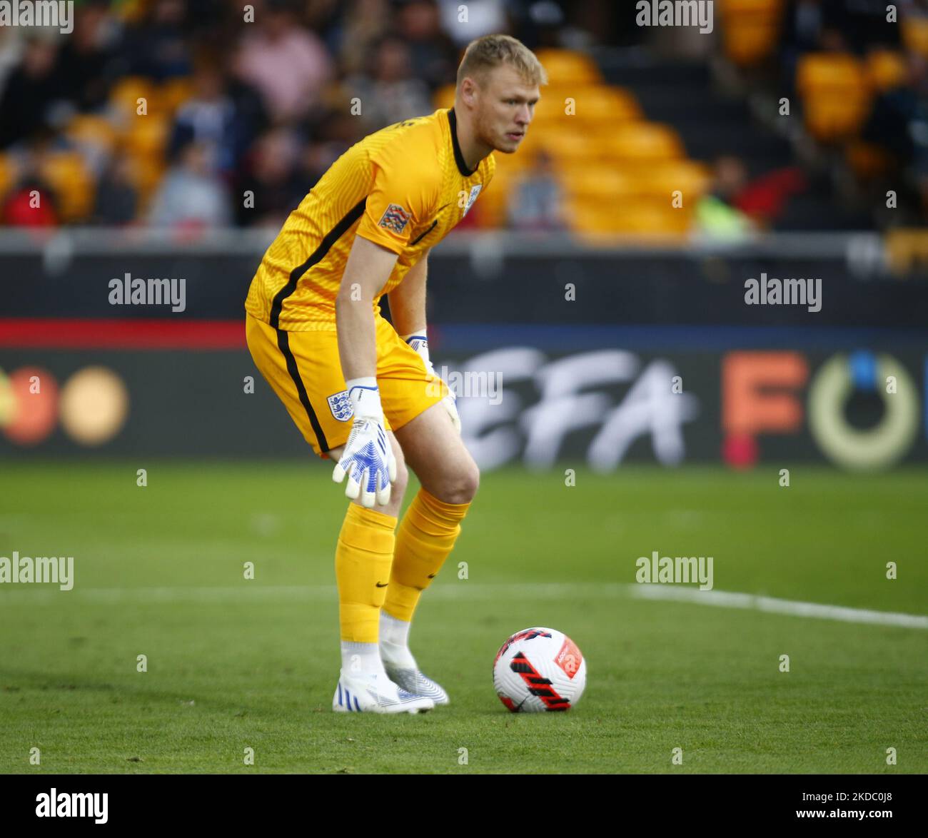 Aaron Ramsdale (Arsenal) d'Angleterre pendant la Ligue des Nations de l'UEFA - Groupe A3 entre l'Angleterre contre l'Italie au stade Molineux, Wolverhampton le 11th juin 2022 (photo par action Foto Sport/NurPhoto) Banque D'Images