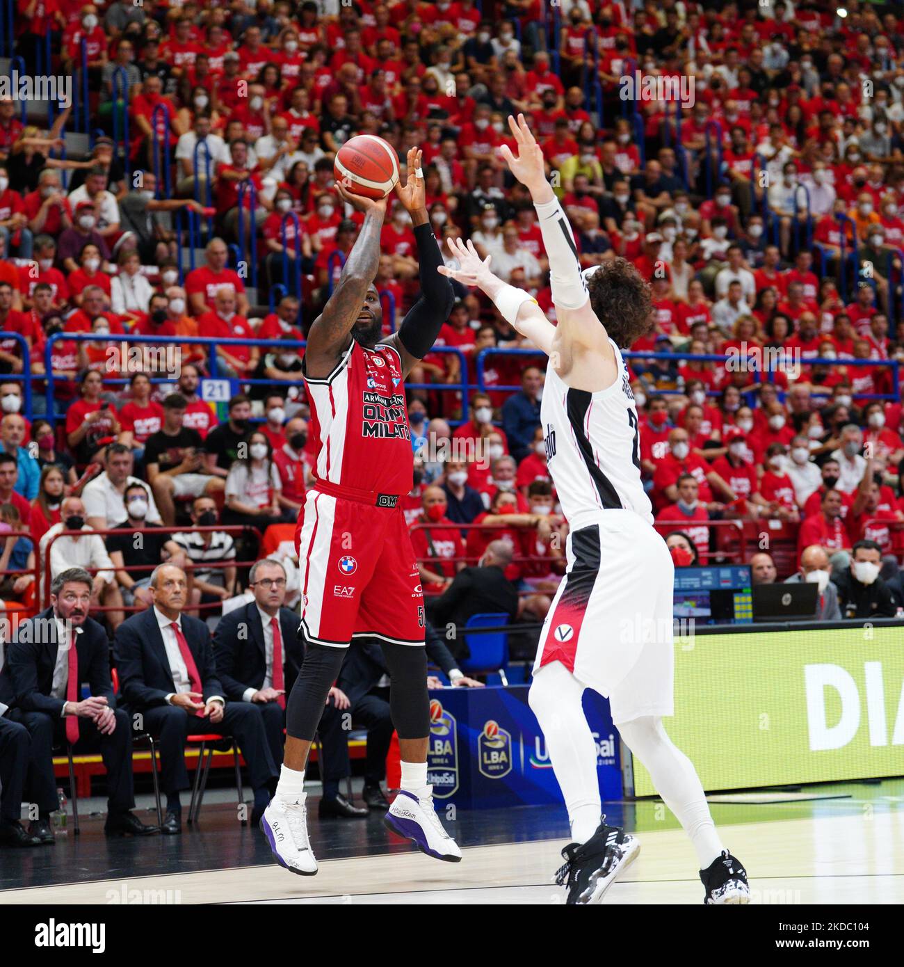 Ben Bentil (AX Armani Exchange Olimpia Milano) u lors de la finale du championnat italien de basket-ball A série 3 - AX Armani Exchange Milano vs Virtus Segafredo Bologna on 12 juin 2022 au Forum de Mediolanum à Milan, Italie (photo de Simone Lucarelli/LiveMedia/NurPhoto) Banque D'Images