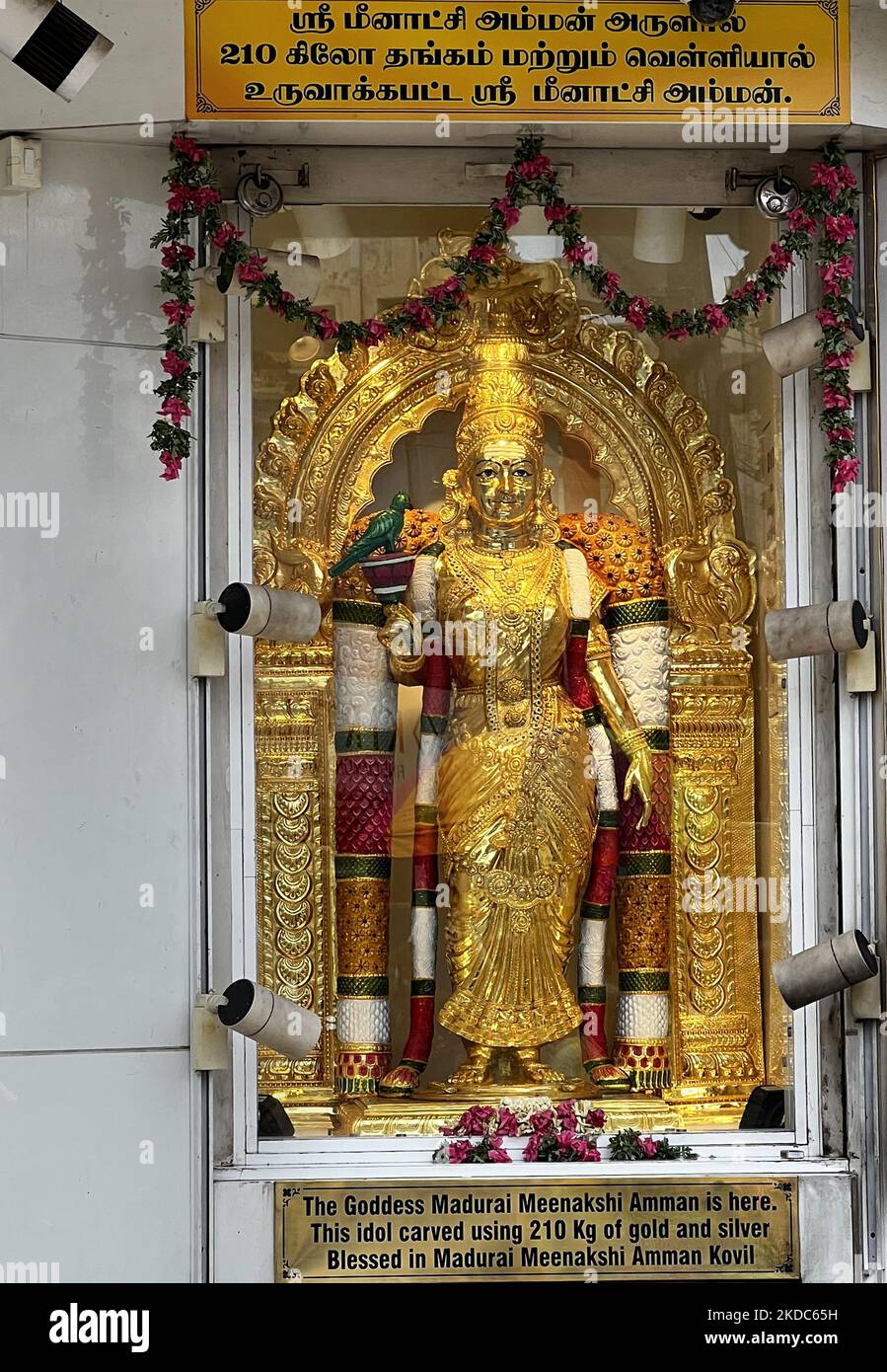 Idole de la déesse Madurai Meenakshi Amman fait à partir de 210kg d'or pur et d'argent exposé dans une bijouterie près de l'historique temple de Madurai Meenakshi Amman (temple d'Arulmigu Meenakshi Sundareshwalar) situé à Madurai, Tamil Nadu, Inde. (Photo de Creative Touch Imaging Ltd./NurPhoto) Banque D'Images