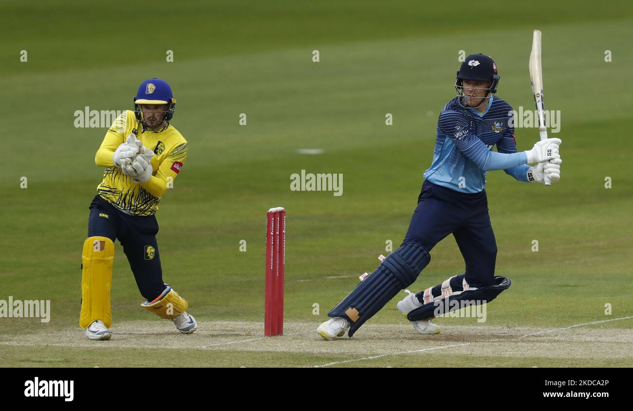 Finn Allen de Yorkshire Vikings chauves-souris lors du match Blast Vitality T20 entre Durham et Yorkshire à The Seat unique Riverside, Chester le Street, le vendredi 17th juin 2022. (Photo de will Matthews/MI News/NurPhoto) Banque D'Images