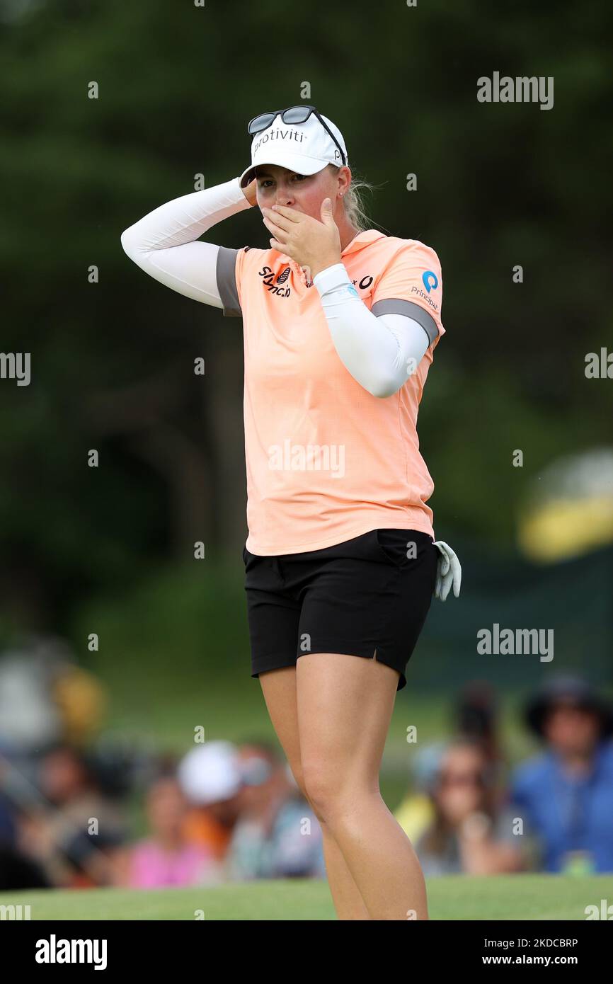 Jennifer Kupcho, des États-Unis, réagit après avoir remporté la Classique Meijer LPGA pour un tournoi de golf simple au Blythefield Country Club à Belmont, MI, USA Sunday, 19 juin 2022. (Photo de Jorge Lemus/NurPhoto) Banque D'Images