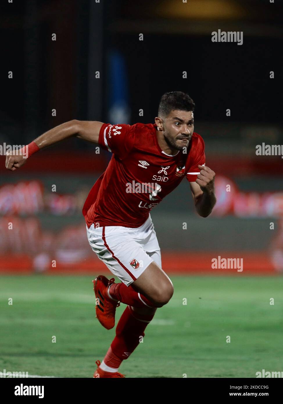 Yasser ibrahemof Al Ahly réagit lors d'un match entre Zamalek et Al Ahly au stade Al Salam le 19 juin 2022 au Caire (photo d'Ahmed Awaad/NurPhoto) Banque D'Images