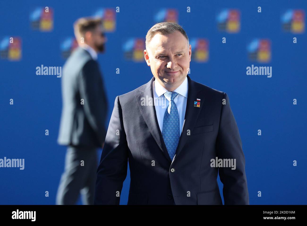 Le Président de la Pologne, Andrzej Duda, arrive sur place le dernier jour du Sommet de l'OTAN à Madrid (Espagne) sur 30 juin 2022. (Photo de Jakub Porzycki/NurPhoto) Banque D'Images